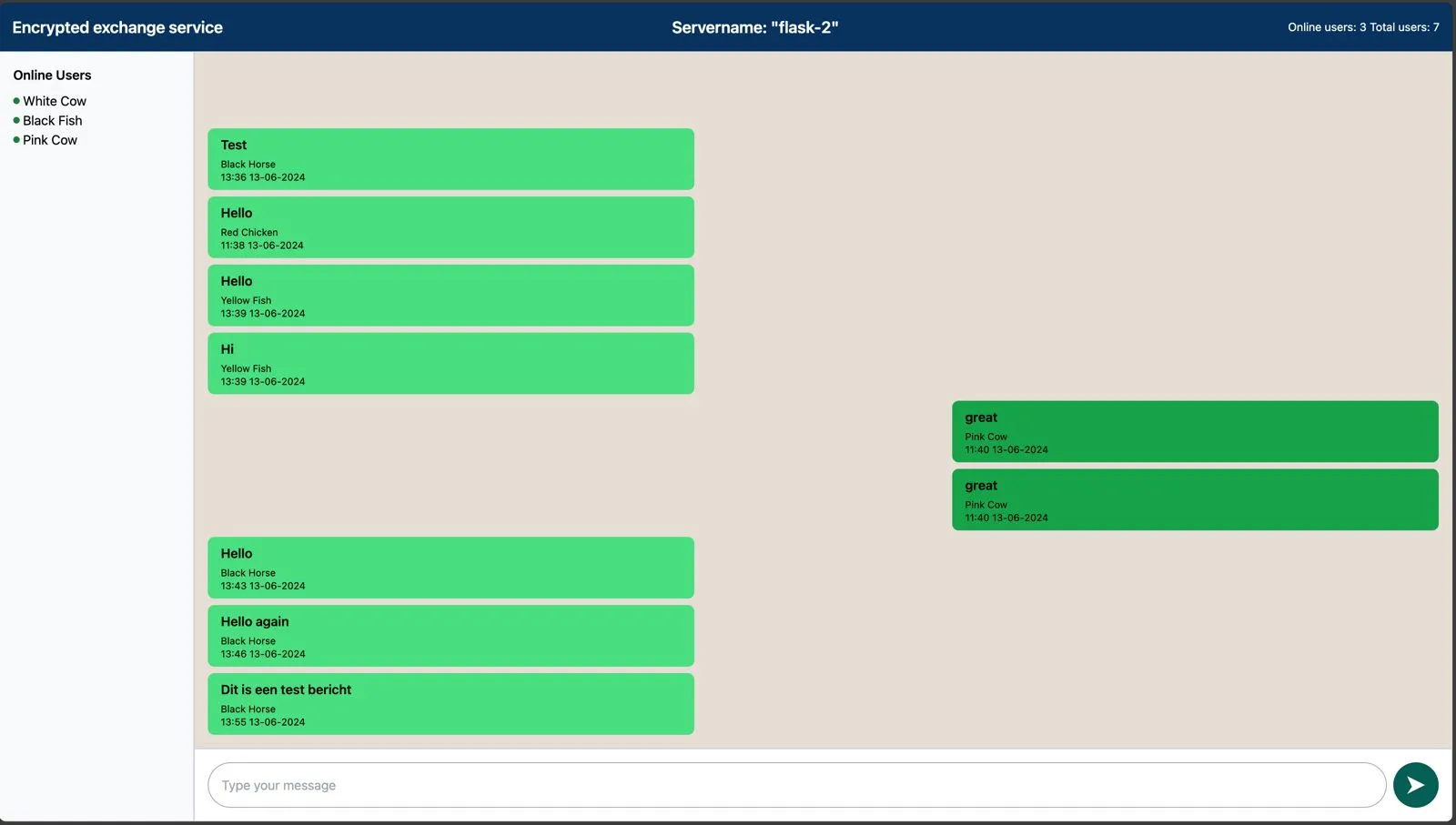 Encrypted message exchange service with replication